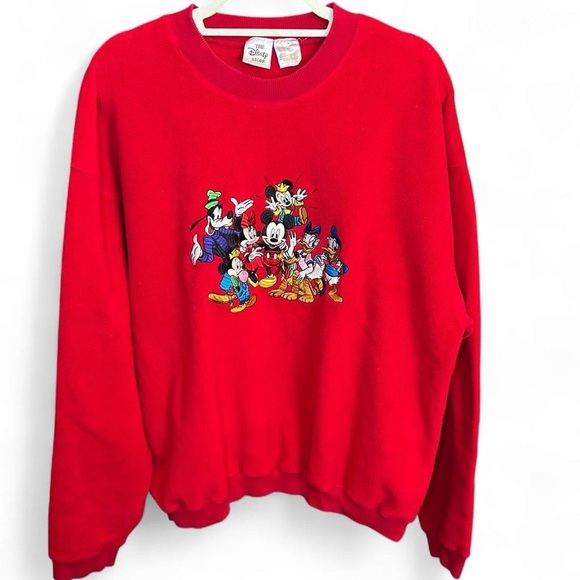 Disney Tops - 90s Vintage Disney Store Red Fleece Sweatshirt | Size L Oversized